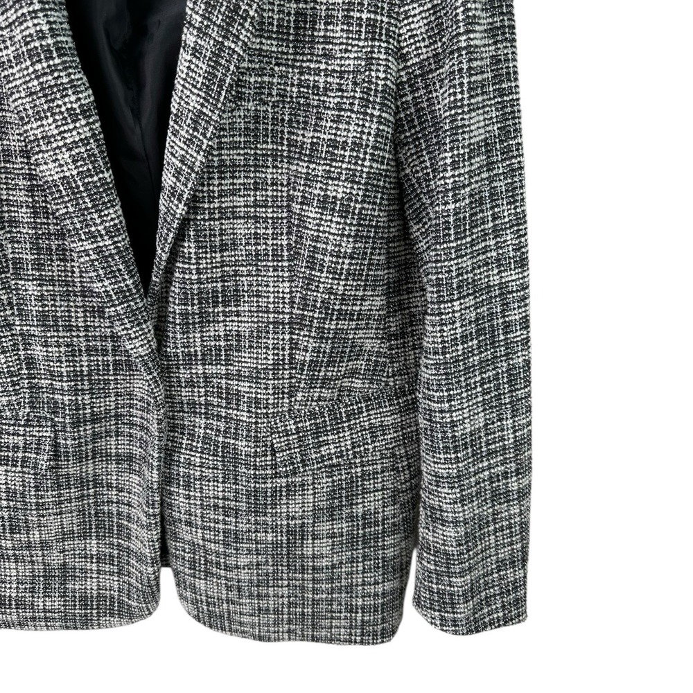 Anne Klein Bouclé Tweed Blazer Jacket Black White Textured Lined Women's Large - Picture 5 of 15